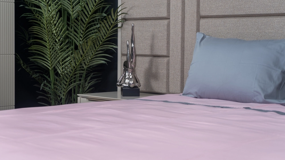 pamuklu gri biyeli pamuk saten nevresim takımı - Görsel 2