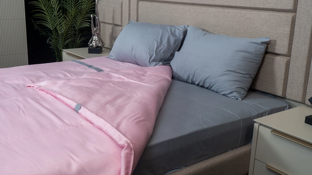 pamuklu gri biyeli pamuk saten nevresim takımı - Görsel 3