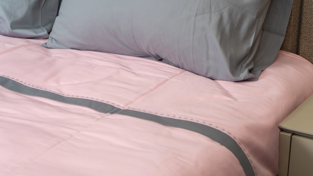 pamuklu gri biyeli pamuk saten nevresim takımı