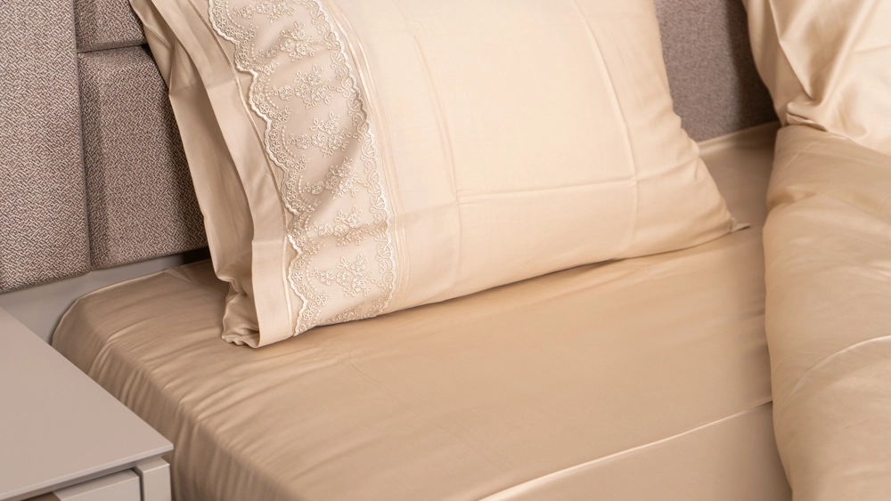 pamuklu kapiçino renginde dantelli akfil nevresim takımı - Görsel 3