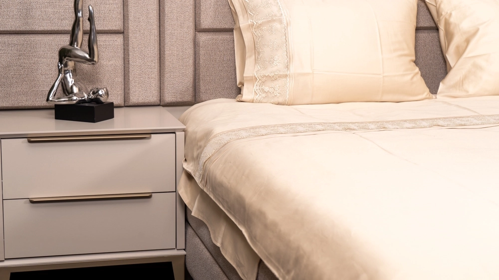 pamuklu kapiçino renginde dantelli akfil nevresim takımı - Görsel 2