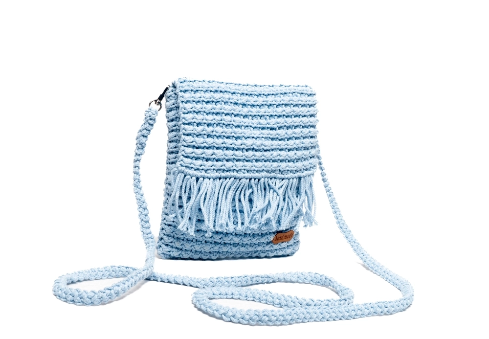 Bebe Mavisi Boncuk Makrome Çapraz Çanta - Görsel 2