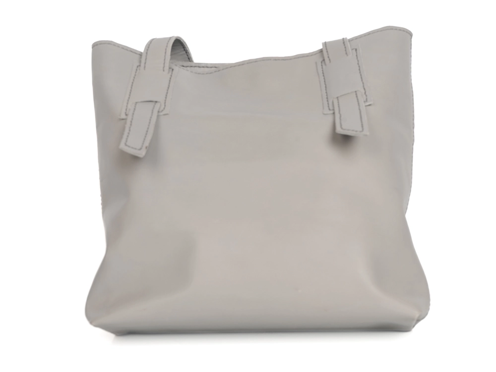 BÜYÜK BOY HAKİKİ DERİ GRİ OMUZ ÇANTASI