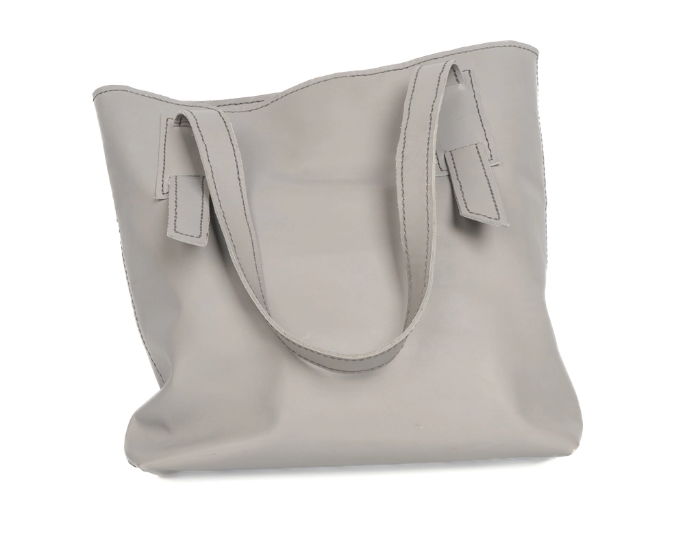 BÜYÜK BOY HAKİKİ DERİ GRİ OMUZ ÇANTASI - Görsel 2