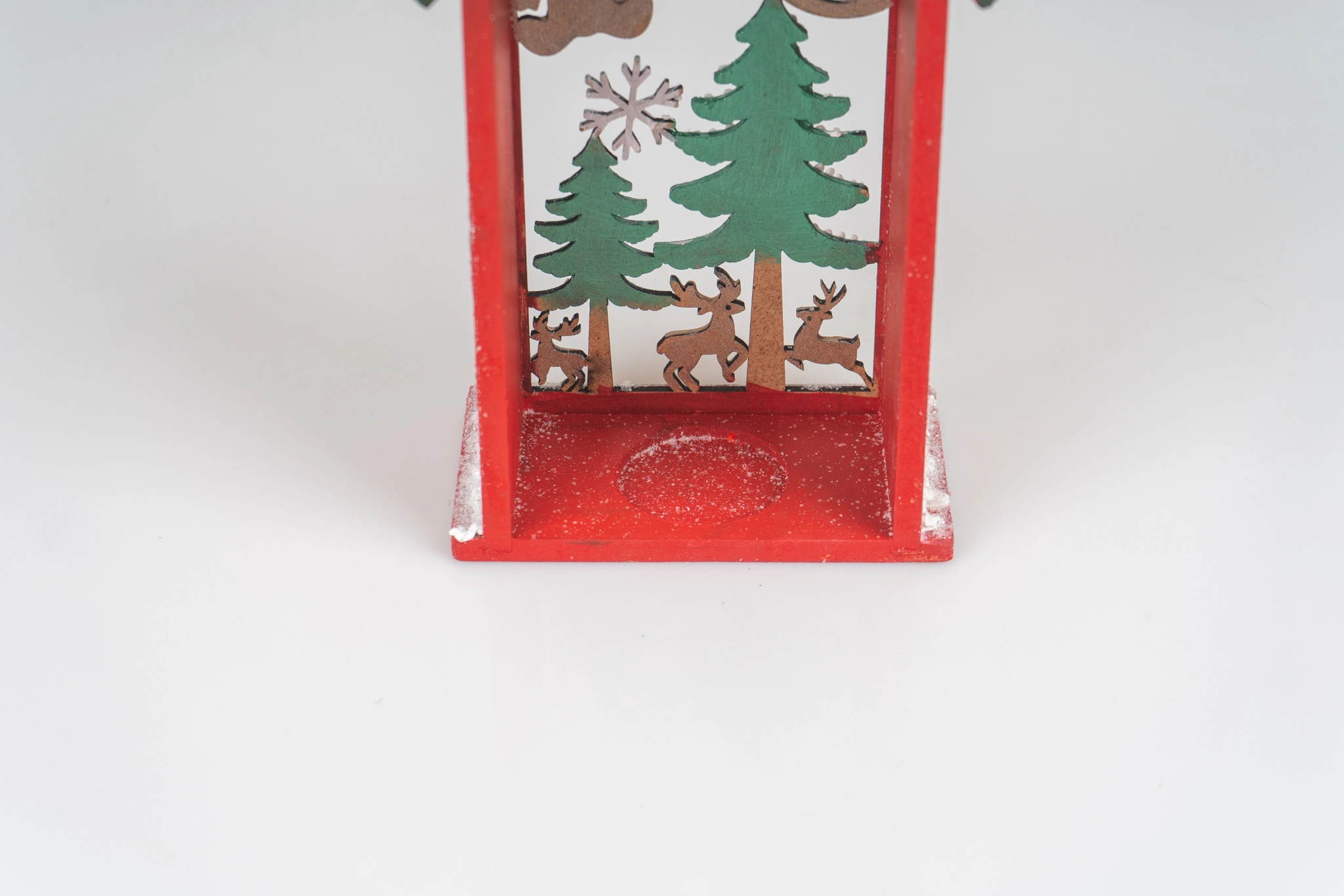 çam ağaçlı ayıcıklı kırmızı ev mumluk - Görsel 3