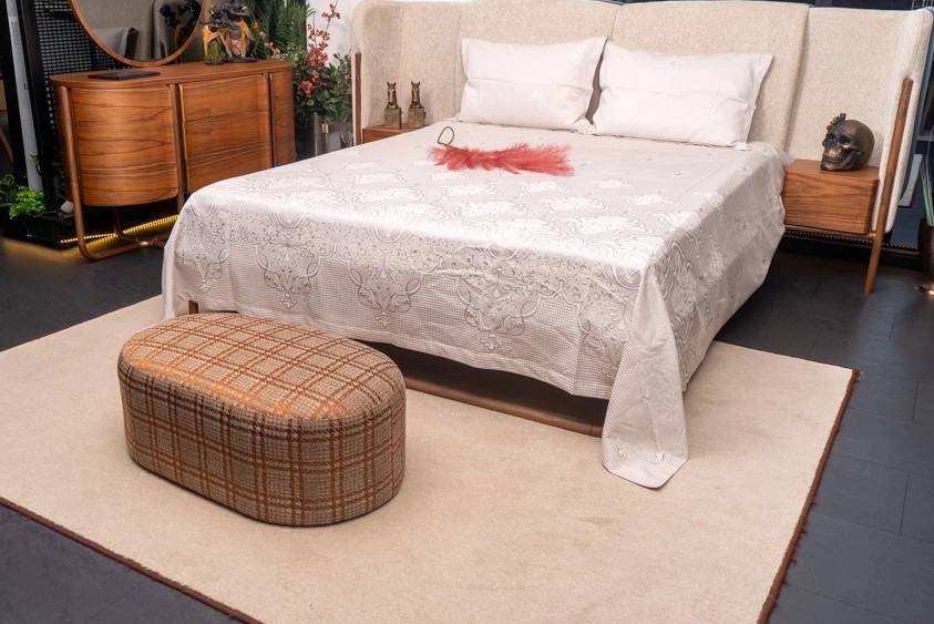 Çift Kişilik Krem Rengi Geometrik Desenli Pike - Görsel 3