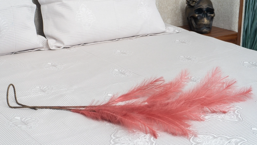 Çift Kişilik Krem Rengi Geometrik Desenli Pike - Görsel 4