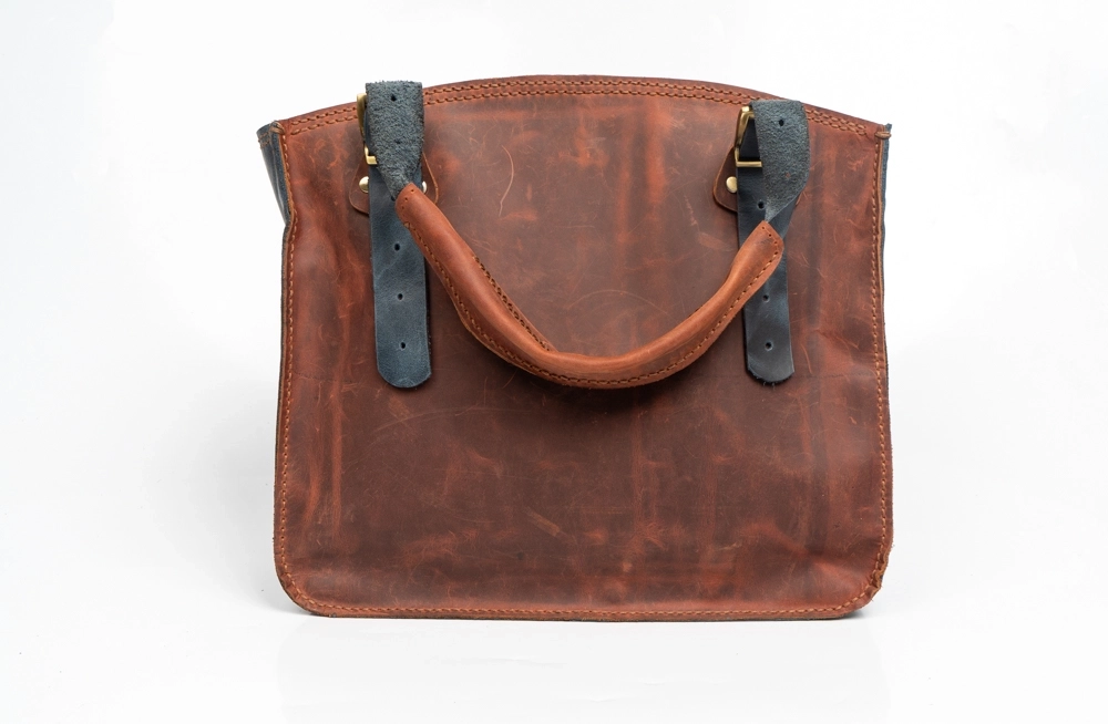 CRAZY BASKILI İKİ RENK HAKİKİ DERİ OMUZ ÇANTASI - Görsel 3