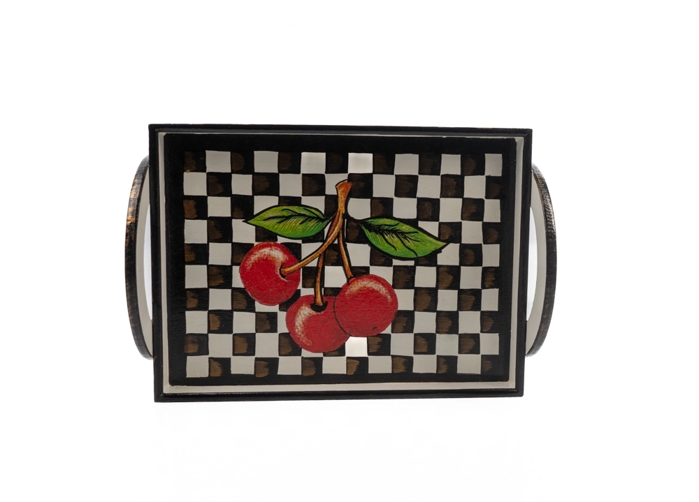 DAMA DESENLİ KİRAZLI TEPSİ