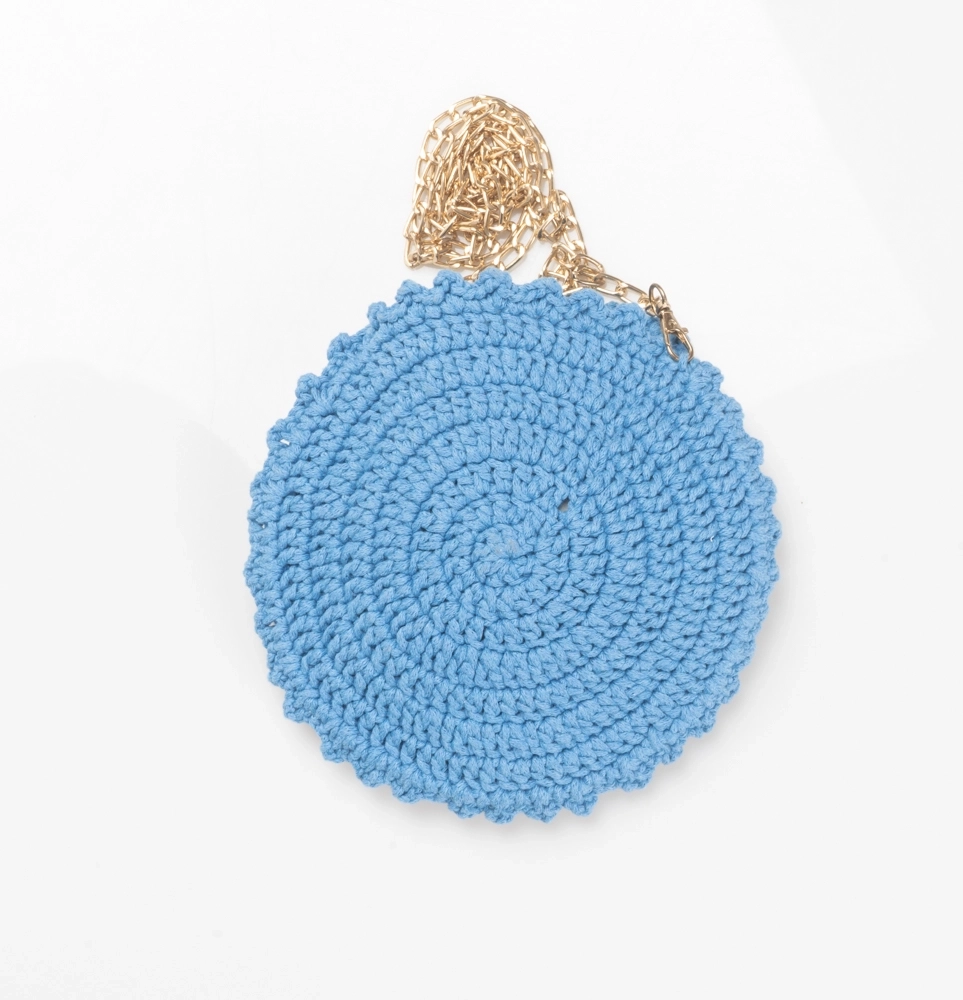 Demir zincirli makrome çiçekli çocuk çantası - Görsel 3