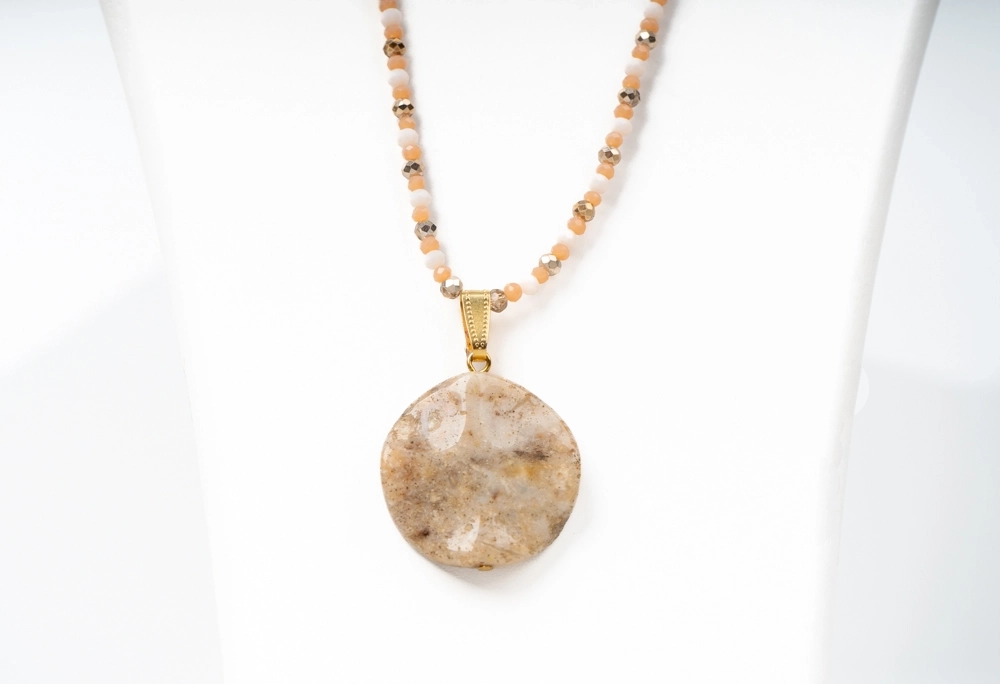 Doğal Taş ve Kristal Boncuklu Kolye - Görsel 3