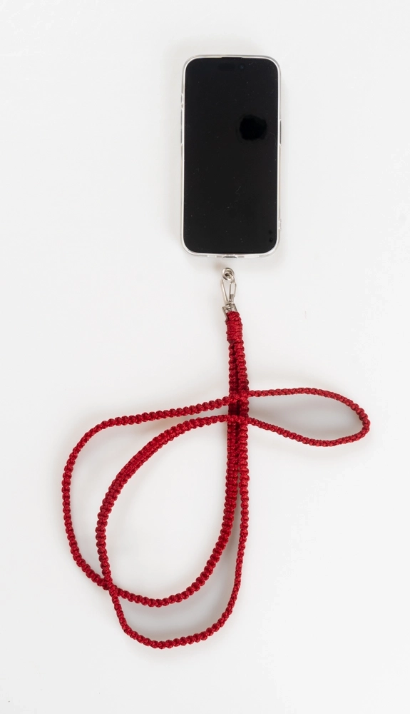 El Örgüsü Makrome Kırmızı Telefon Askısı