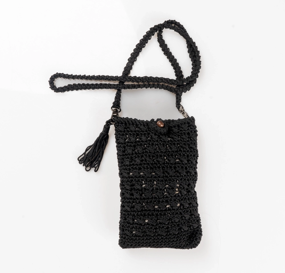 El Örgüsü Makrome Siyah Çapraz Çanta