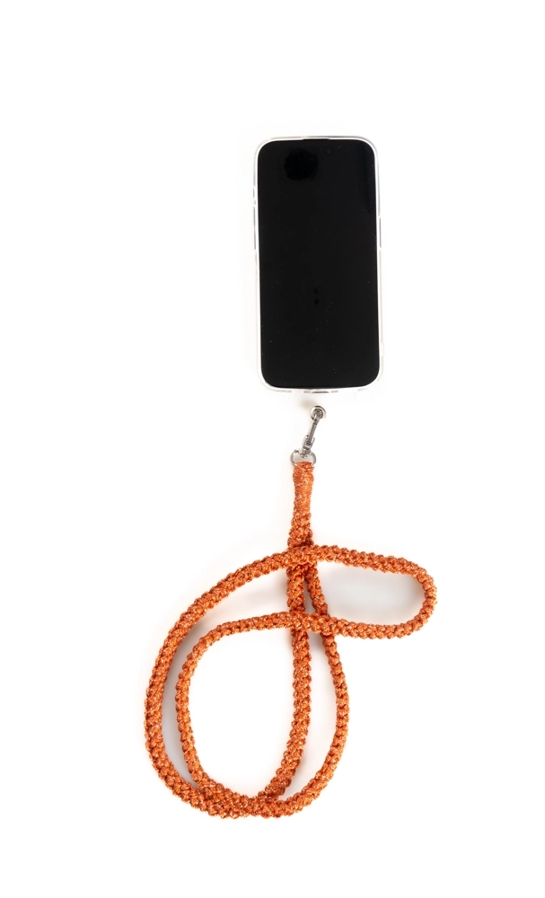 El Örgüsü Makrome Turuncu Simli Telefon Askısı