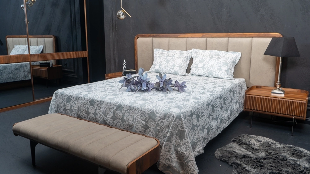 El Yapımı Pamuklu Çift Kişilik Etnik Desenli Yatak Örtüsü