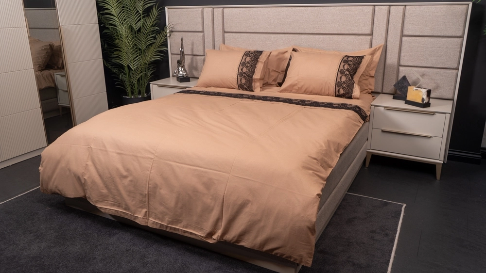 El Yapımı Pamuklu Siyah Dantelli Akfil Nevresim Takımı - Görsel 5