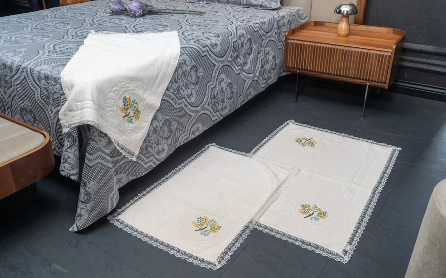 Elde işlemeli banyo paspas takımı - Görsel 2