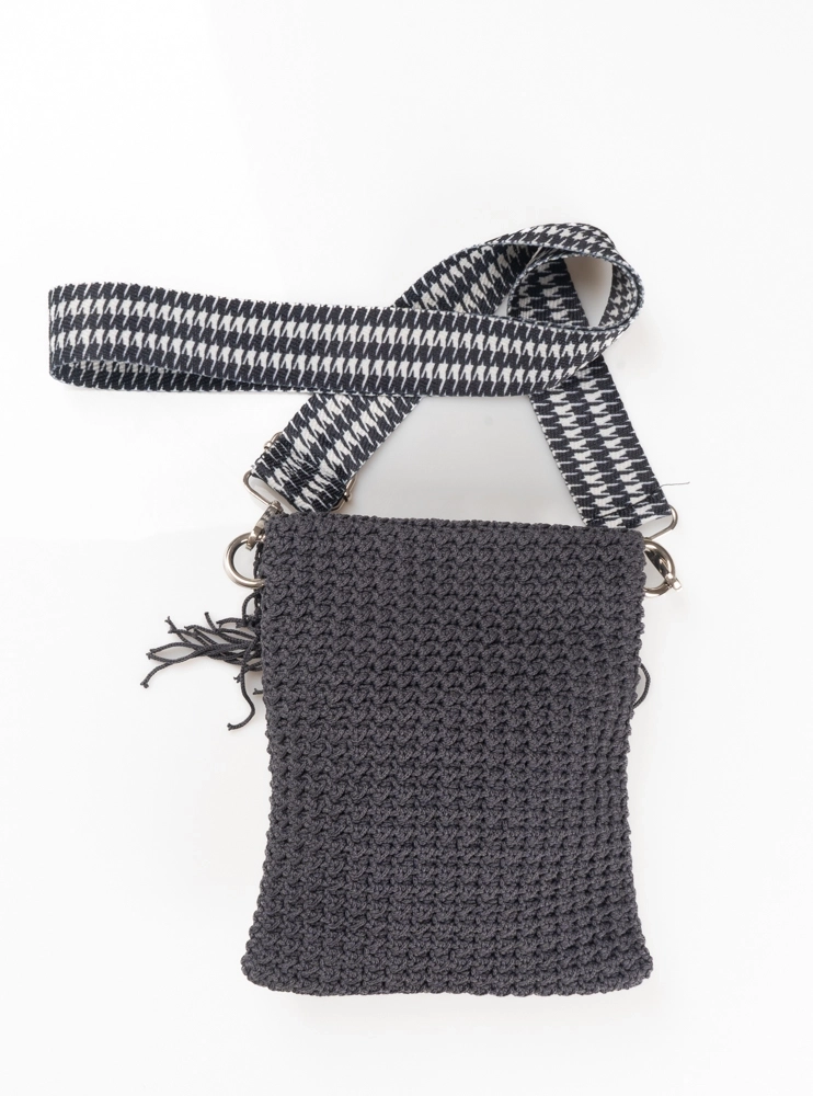 Gri Boncuk Makrome Çanta - Görsel 2