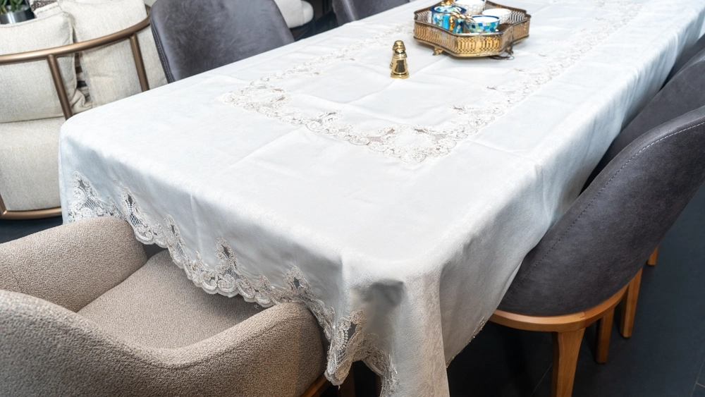 Güpürlü Gardenya Kumaştan Masa Örtüsü - Görsel 5