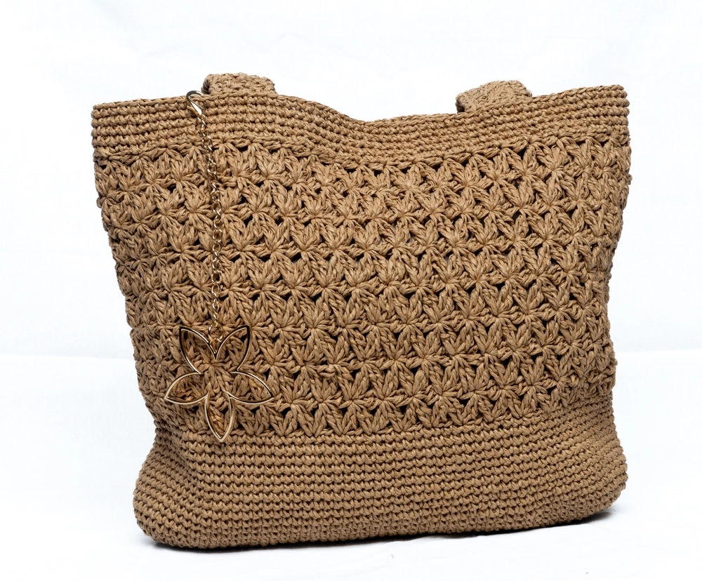 Kağıt İp Hasır Rengi Kol Çantası - Görsel 3