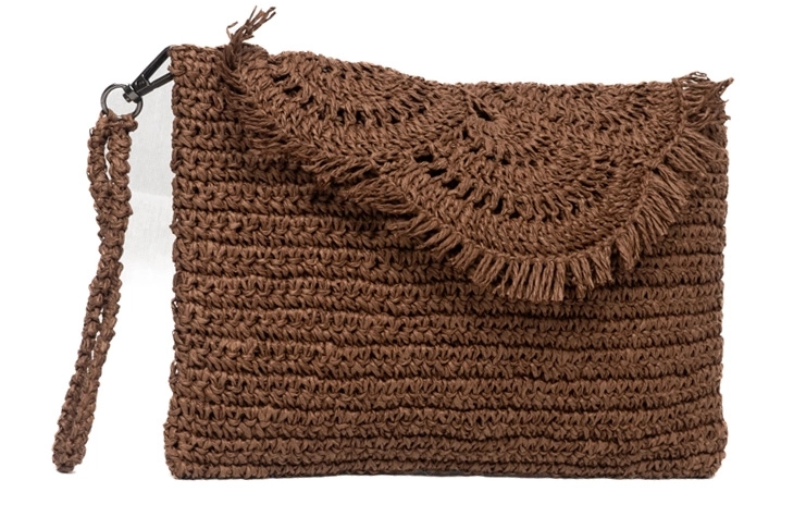 Kağıt İp Kahverengi Clutch Portföy Çanta - Görsel 3