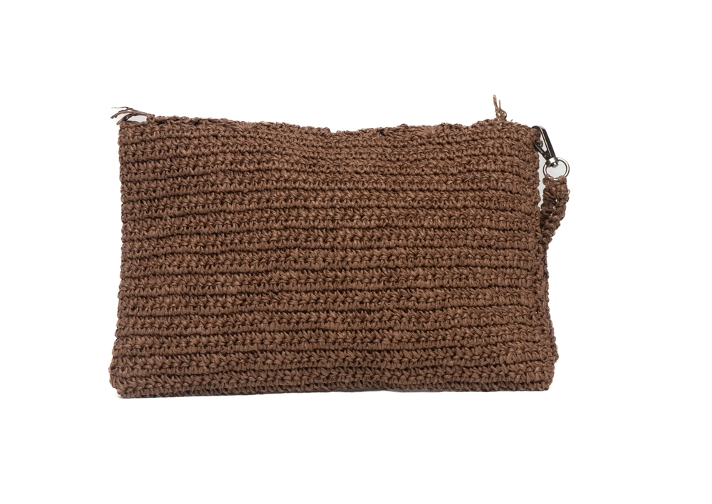 Kağıt İp Kahverengi Clutch Portföy Çanta - Görsel 2