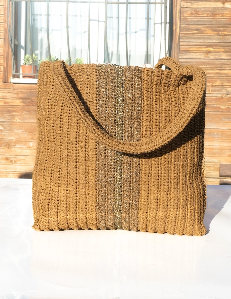 kağıt ip ortası simli kol çantası