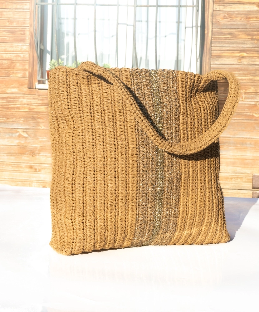 kağıt ip ortası simli kol çantası - Görsel 2