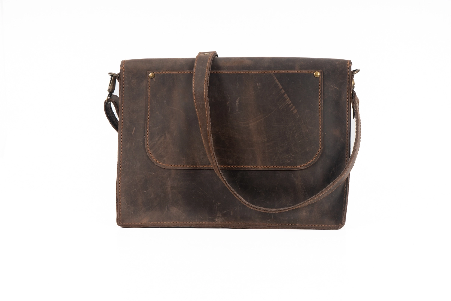 KAHVE RENGİ HAKİKİ DERİ HEM ELDE TUTMA YERİ OLAN HEMDE UZUN ÇAPRAZ ASKILI TABLET ÇANTASI