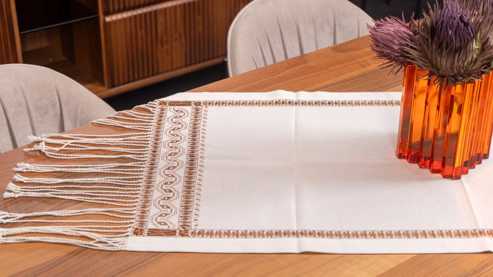 Keten Üzerine Elde İşlenmiş Antep Ajuru Runner - Görsel 2