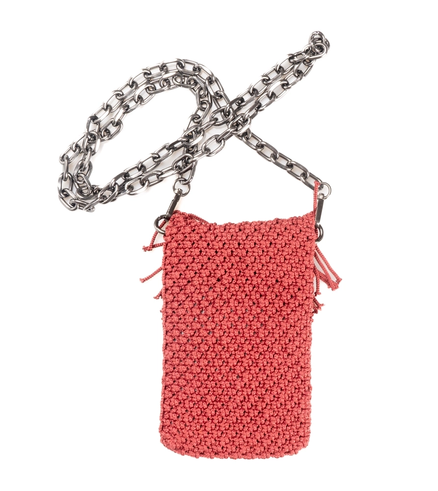 Kiremit Rengi Makrome Telefon Çantası - Görsel 2