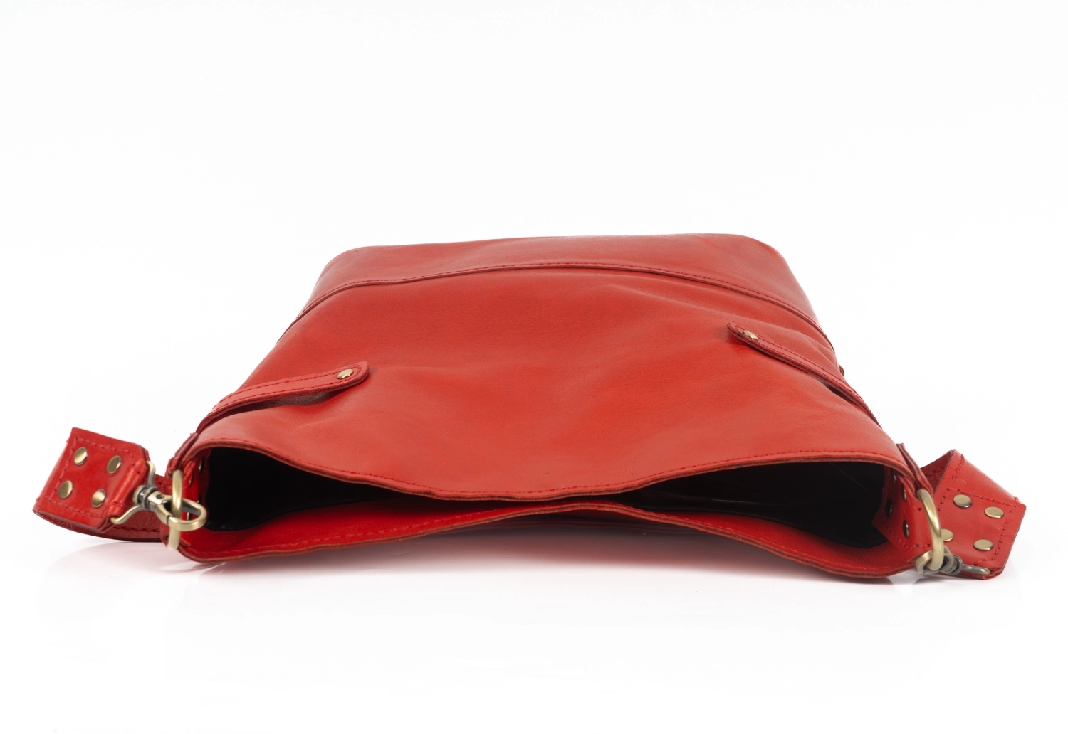 KIRMIZI HAKİKİ DERİ OMUZ ÇANTASI - Görsel 2