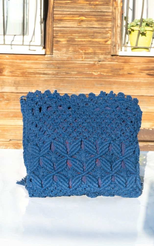 Lacivert Makrome Postacı Çapraz Çanta - Görsel 2