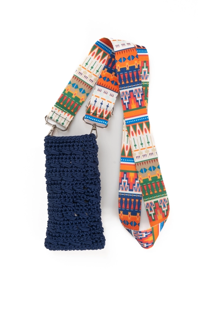 Lacivert Makrome Telefon Çantası