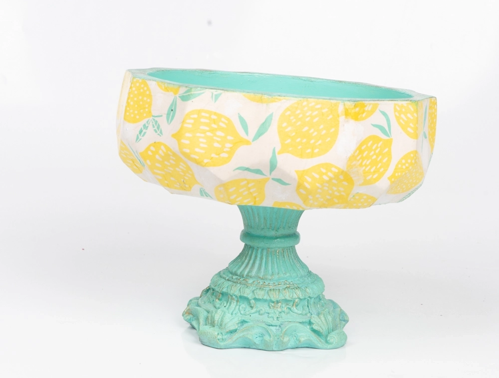 Limon Desenli Kaideli Saksı - Görsel 2