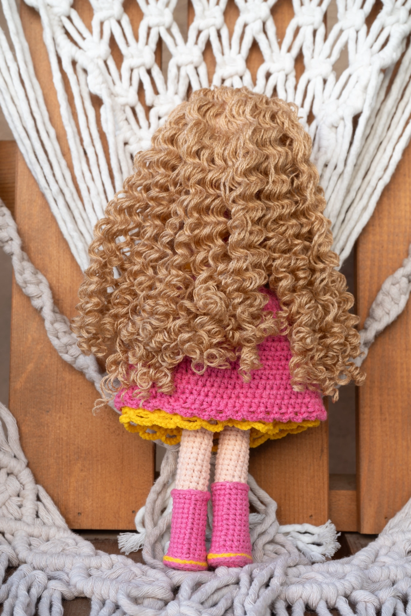 Loncadan Almila Bebek Amigurumi Organik Tığ Örgü Oyuncak (25 cm) - Görsel 4