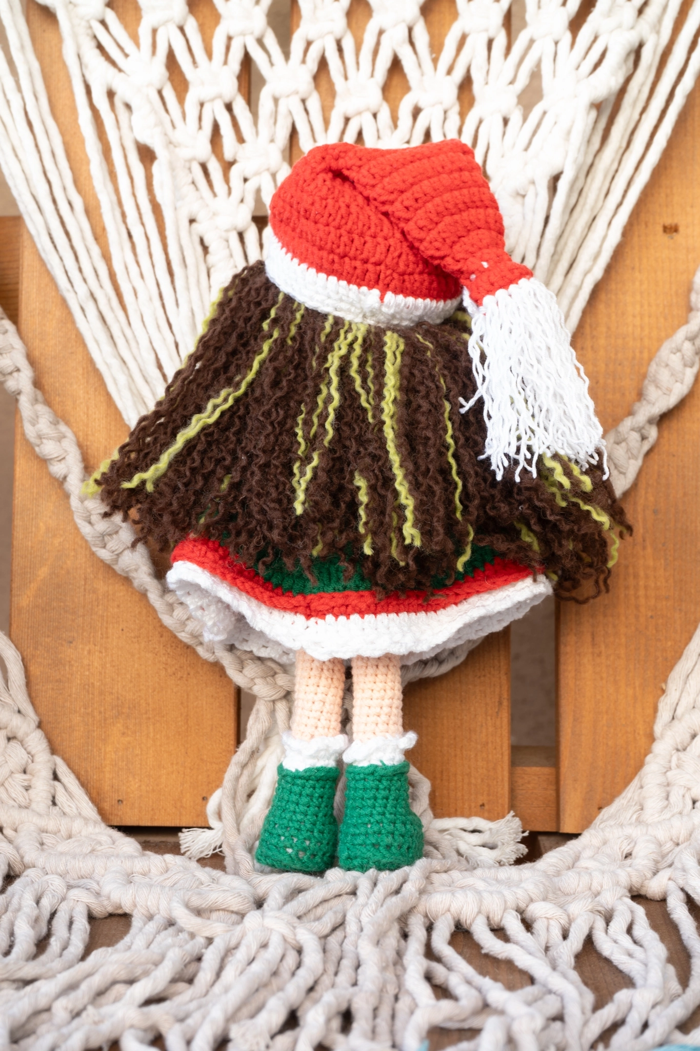 Loncadan Belin Bebek Amigurumi Organik Tığ Örgü Oyuncak (25 cm) - Görsel 4