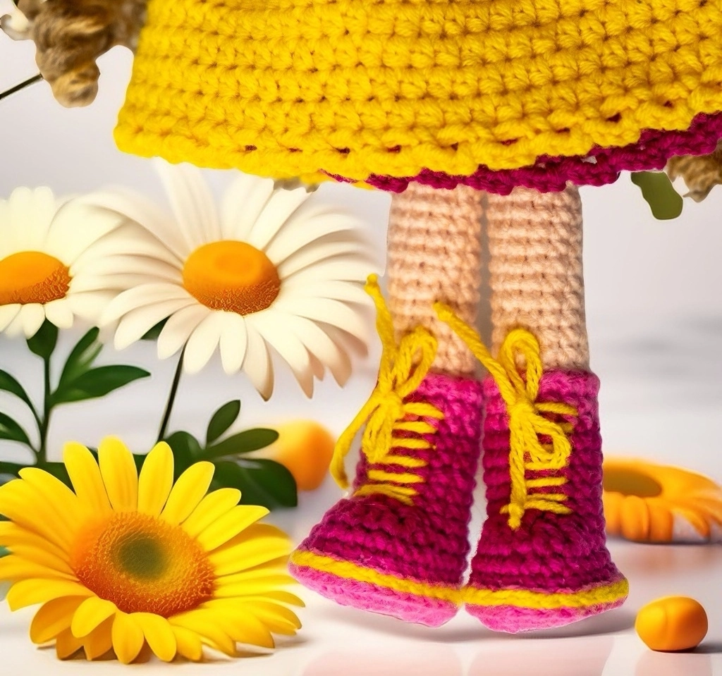 Loncadan Beliz Bebek Amigurumi Organik Tığ Örgü Oyuncak (25 cm) - Görsel 5