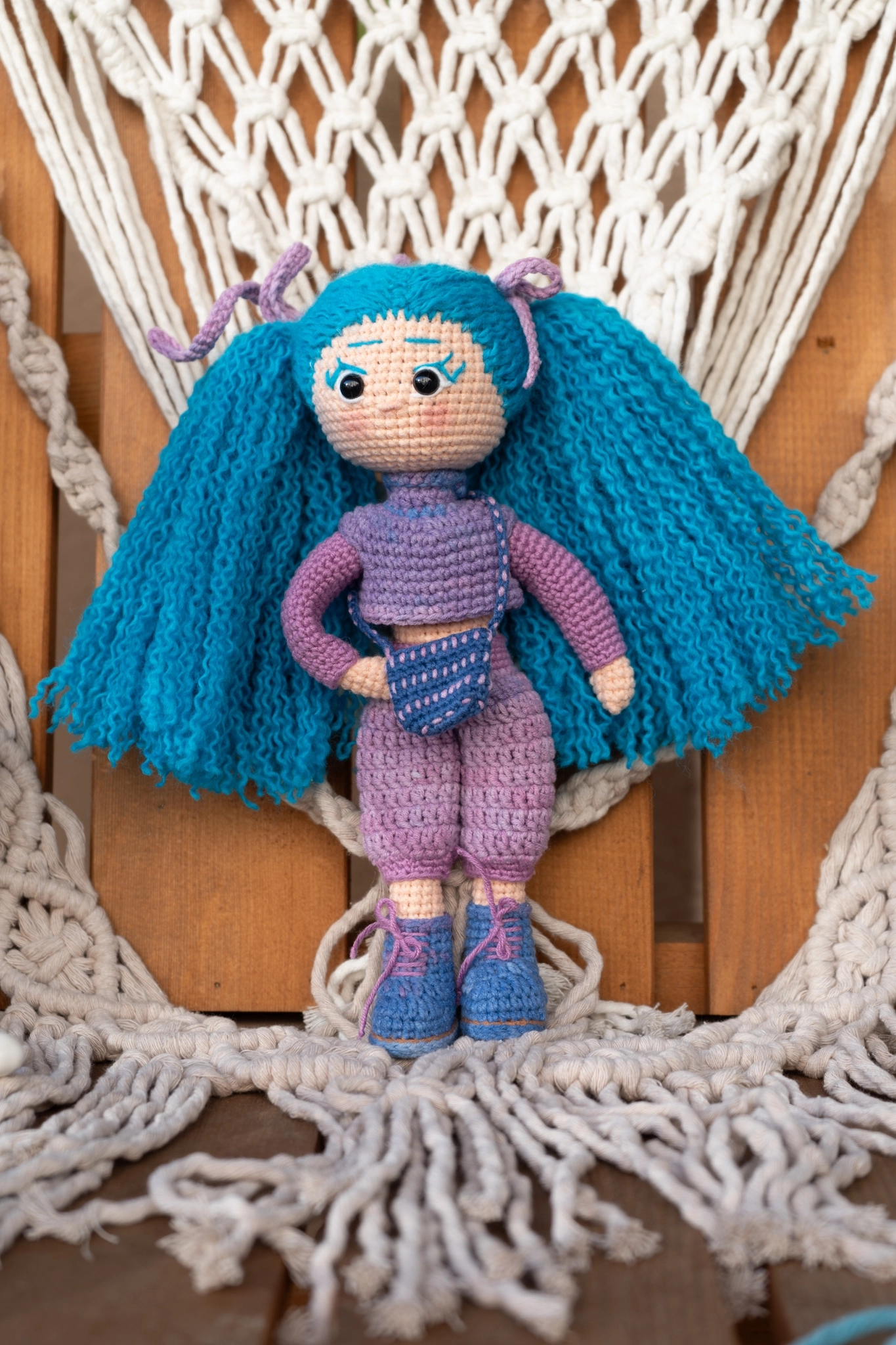 Loncadan Gökben Bebek Amigurumi Organik Tığ Örgü Oyuncak (25 cm)