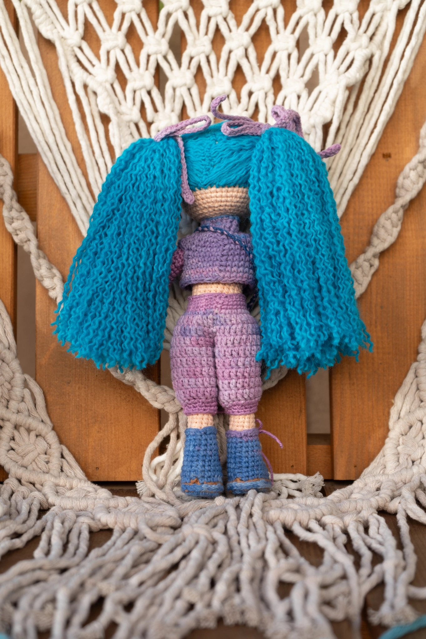 Loncadan Gökben Bebek Amigurumi Organik Tığ Örgü Oyuncak (25 cm) - Görsel 5