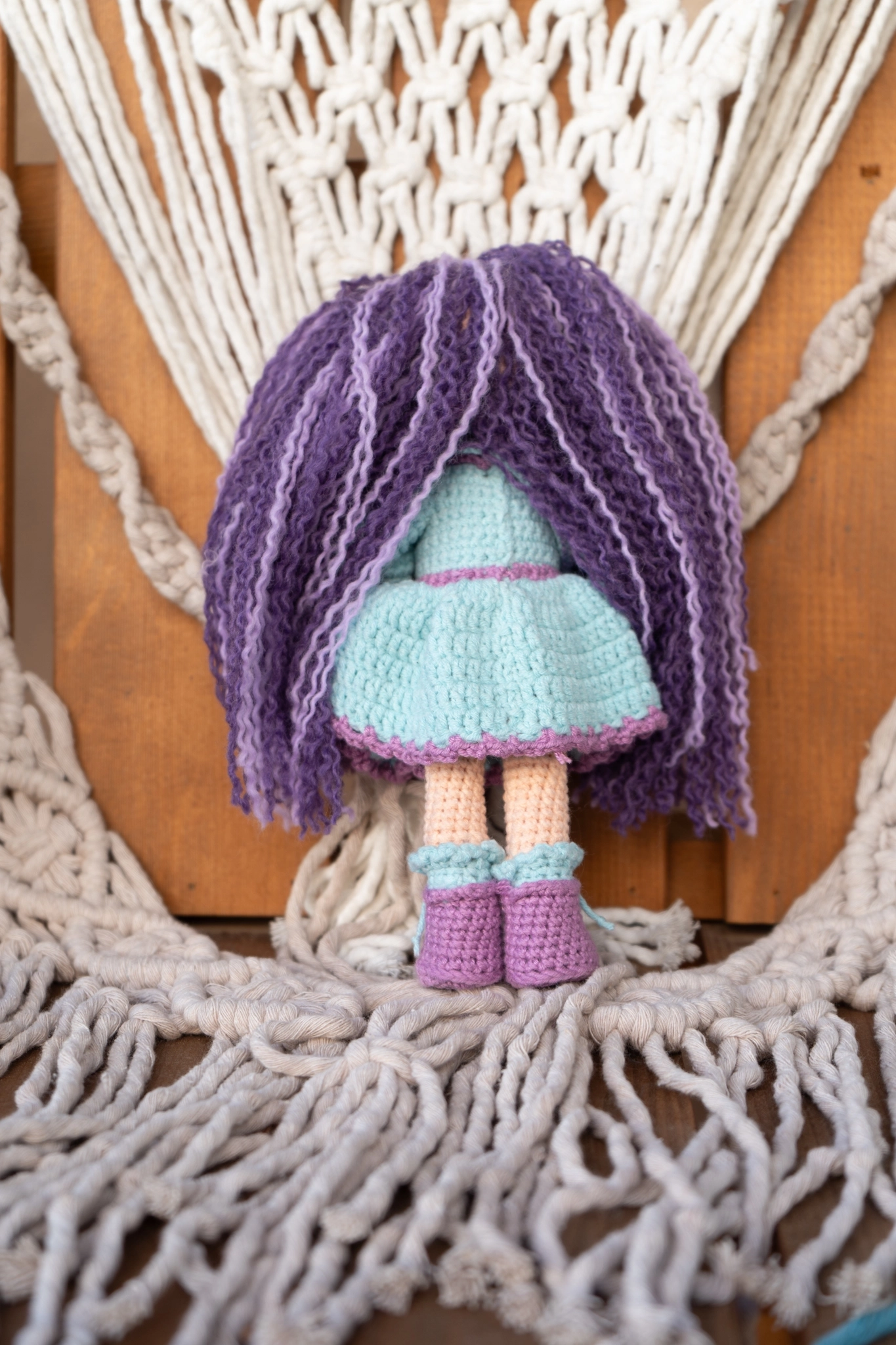 Loncadan Gökçe Bebek Amigurumi Organik Tığ Örgü Oyuncak (22 cm) - Görsel 5