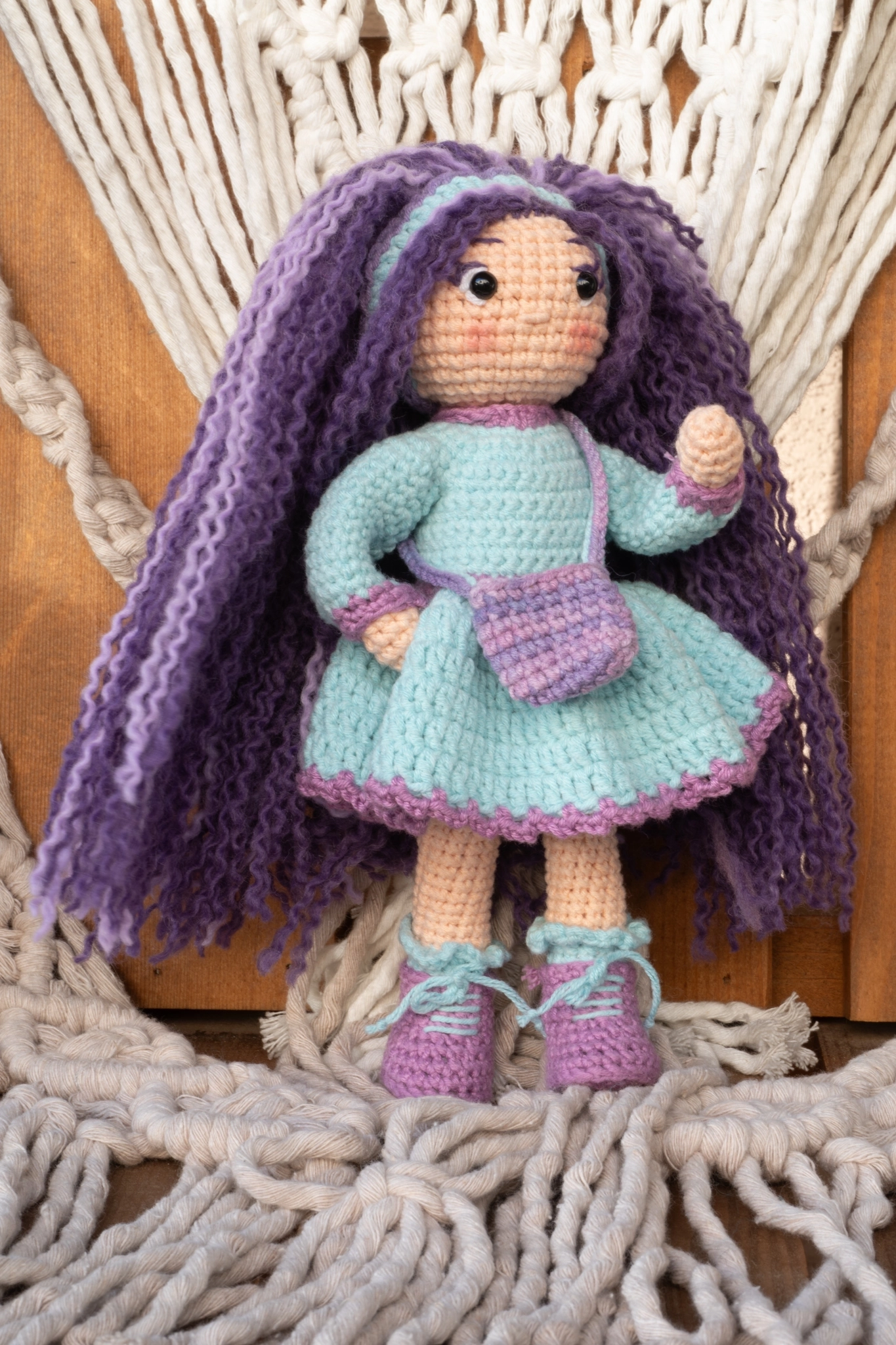 Loncadan Gökçe Bebek Amigurumi Organik Tığ Örgü Oyuncak (22 cm)