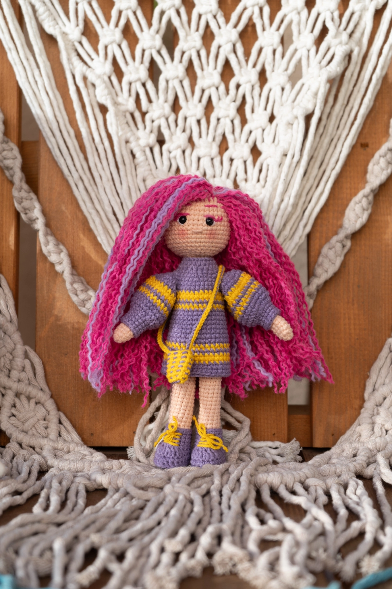 Loncadan Gökşen Bebek Amigurumi Organik Tığ Örgü Oyuncak (22 cm)