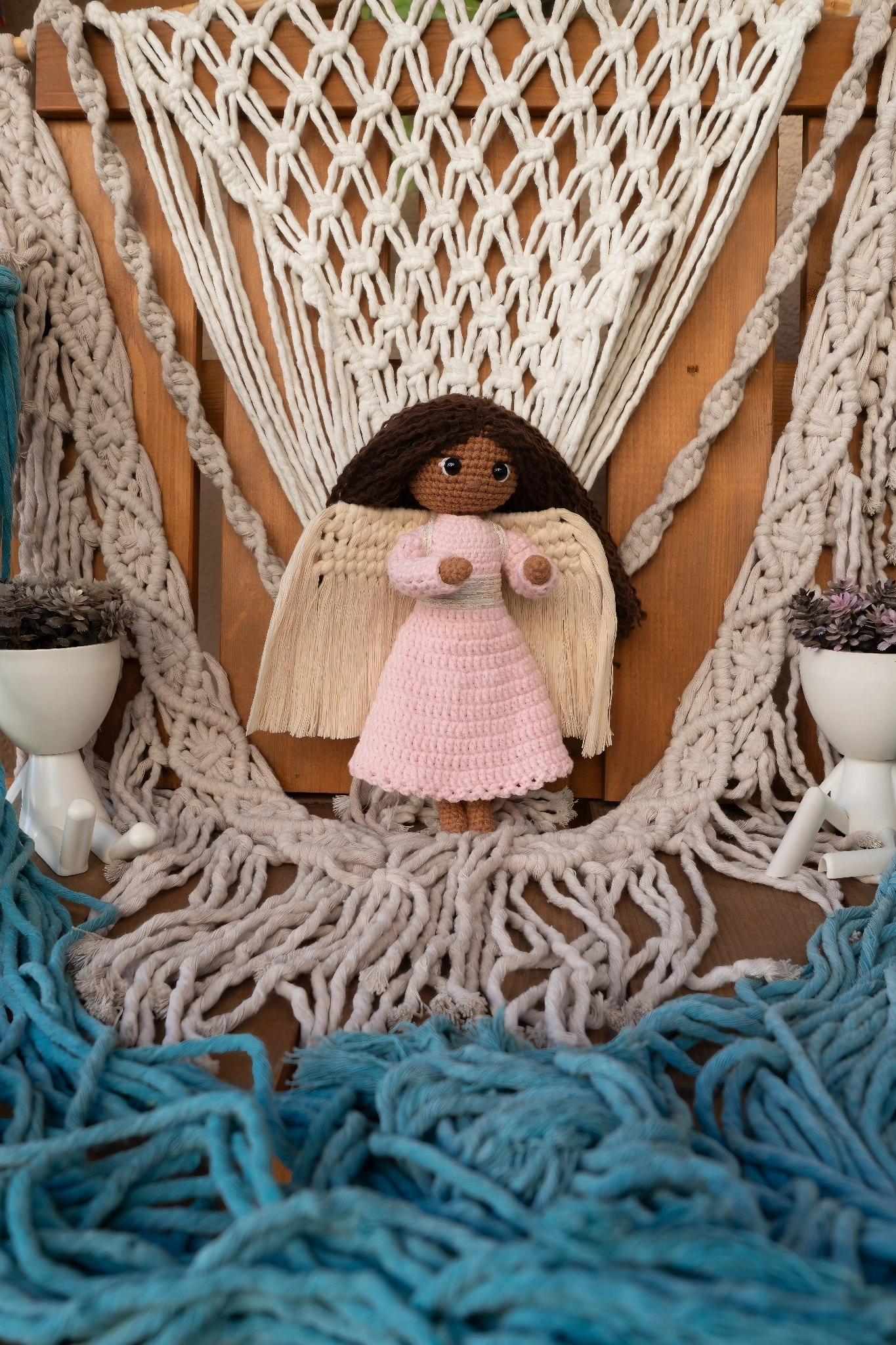 Loncadan İlayda Bebek Amigurumi Organik Tığ Örgü Oyuncak (25 cm) - Görsel 3