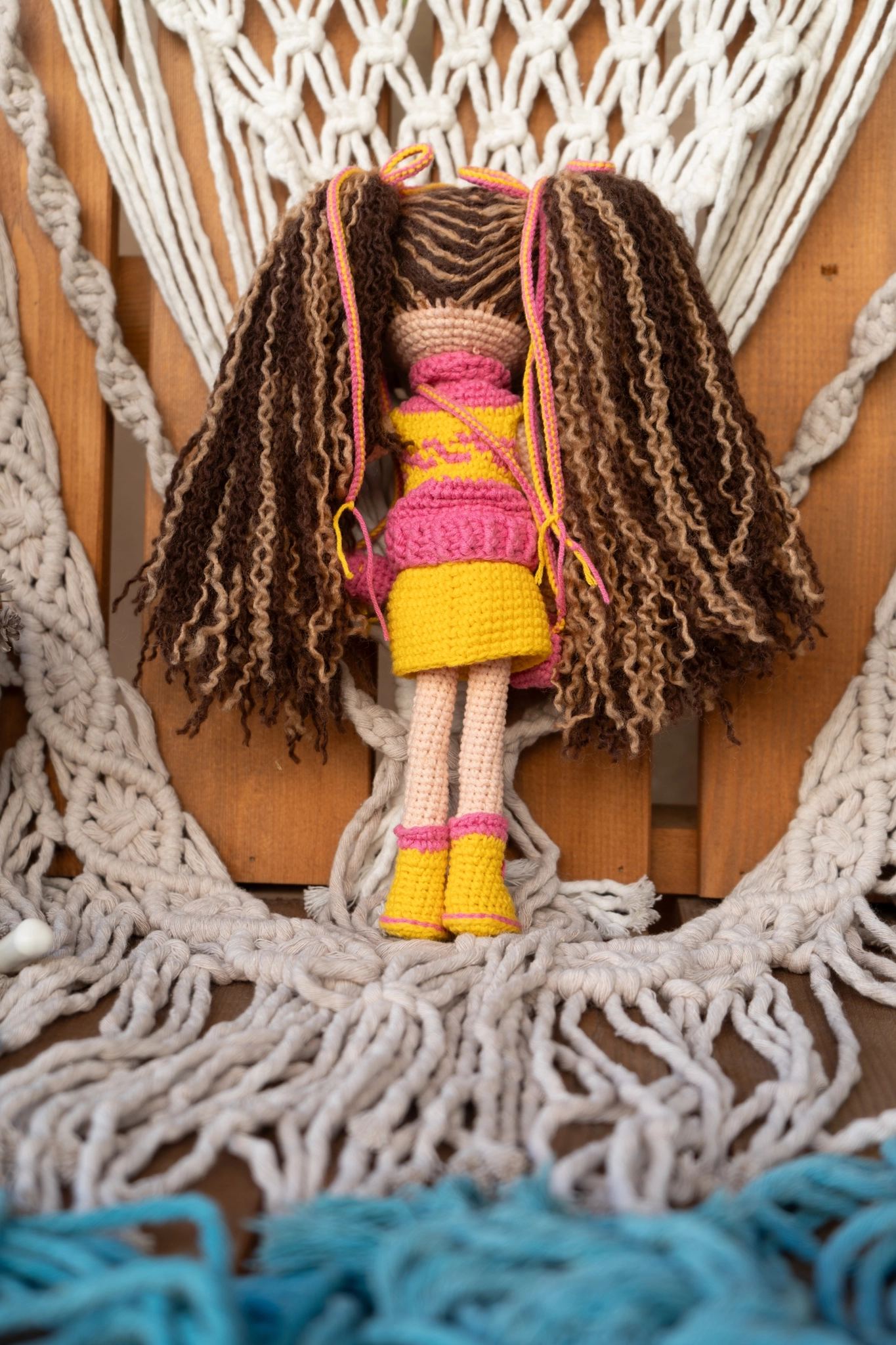 Loncadan Mayda Bebek Amigurumi Organik Tığ Örgü Oyuncak (25 cm) - Görsel 5