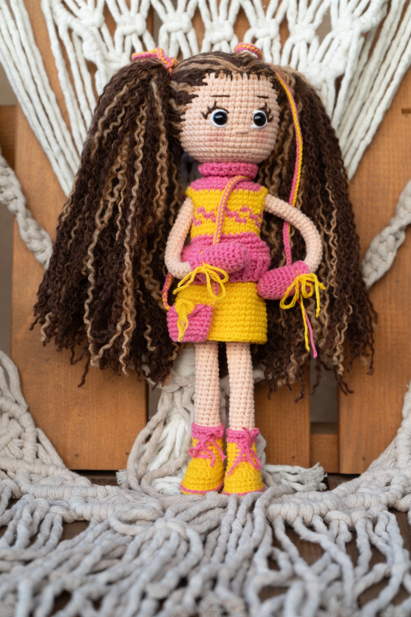 Loncadan Mayda Bebek Amigurumi Organik Tığ Örgü Oyuncak (25 cm) - Görsel 2