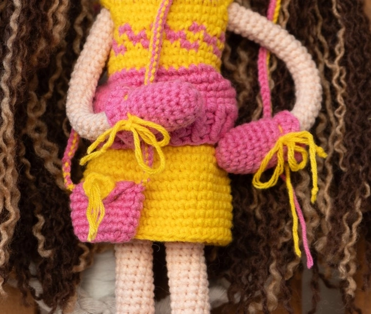 Loncadan Mayda Bebek Amigurumi Organik Tığ Örgü Oyuncak (25 cm) - Görsel 3