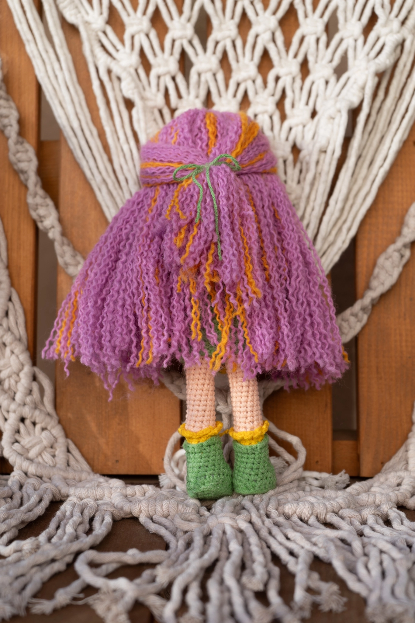 Loncadan Narıya Bebek Amigurumi Organik Tığ Örgü Oyuncak (25 cm) - Görsel 5