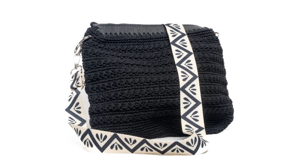 Makrome Siyah Çapraz Çanta - Görsel 2