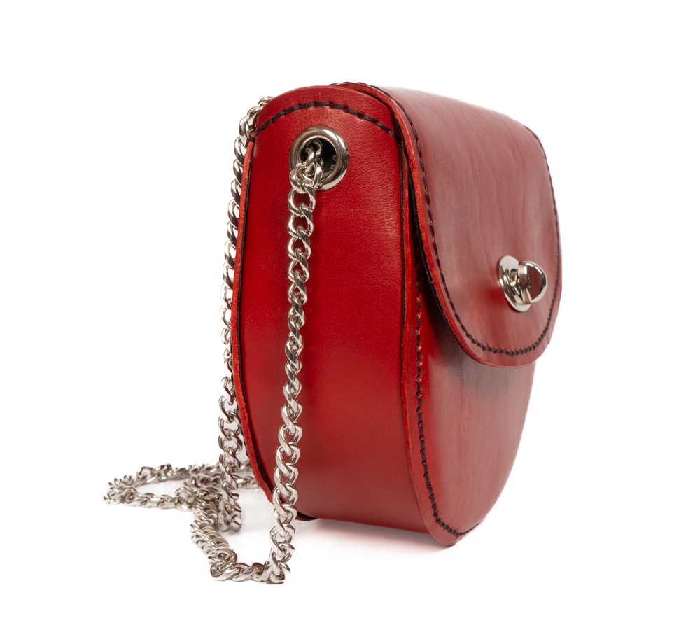 ÖNÜ GÜMÜŞ RENK METAL TOKALI, ASKILARI GÜMÜŞ RENK ZİNCİR OLAN YUVARLAK OMUZ ÇANTASI - Görsel 2